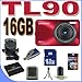 Samsung TL90 12.2MP Digital Camera w/3x Optical Zoom (Red) BigVALUEInc Accessory Saver 16GB Battery Bundle