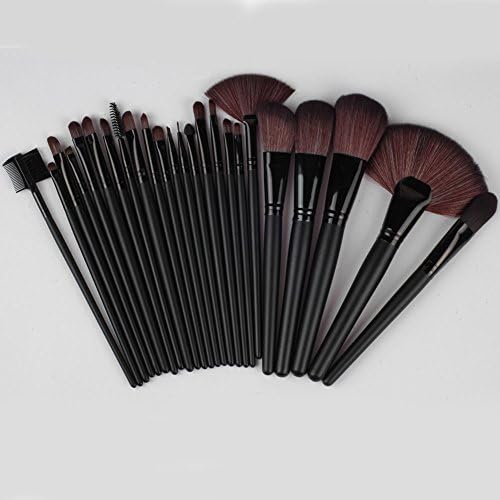CN CHIC 24Count High Quality Natural Cosmetic Brush Set With Leather Pouch Make Up Set