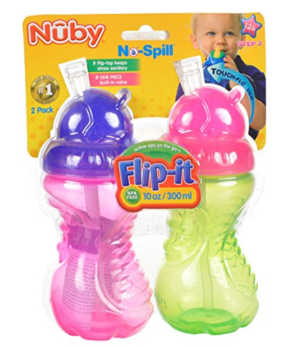 Nuby Flip-It Sippers 2-Pack - fuchsia/multi, one size