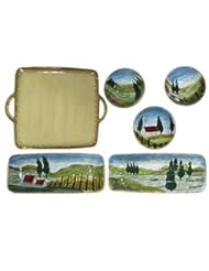 Kitchen: Bella Casa Tuscany Chip & Dip Serving Set -6 Pc Set - Ganz