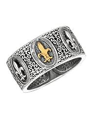Phillip Gavriel 18K Gold & Sterling Silver Fleur De Lis Bangle 7.5"