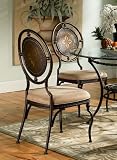 Set of 2 Dining Side Chairs with Oval Back in Antique Brown Finish