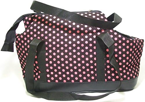 Dog Tote Carrier Purse Sling Bag - Pink Polka Dot on Black - Soft Sided with Supportive Bottom Insert - Small Toy Teacup Breeds - Chihuahua Yorkie Pomeranian Shih Tzu Poodle Maltese Pinscher Italian Greyhound Westie Dacshund - The Happiest Pet Is The One That Is With You!
