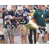 NCAA Golden Tate Notre Dame Blue Jersey TD Dive Horizontal Autographed 8-by-10-Inch Photograph