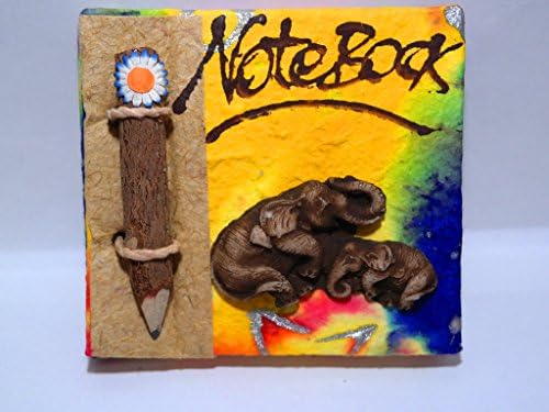 Lucky Elephant Notepad with Wood Pencil Decoration Yellow Color ,Office and Home Decoration Notepad, Made for Give Your Thailand Beauty Touch, Best Soveniar for Friends and Gifts
