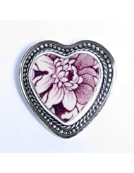 Broken China Jewelry - Purple Tonquin Clarice Cliff - Sterling Silver Pin Brooch