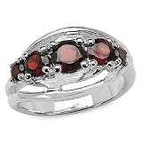 1.55 Carat Genuine Garnet .925 Silver Ring