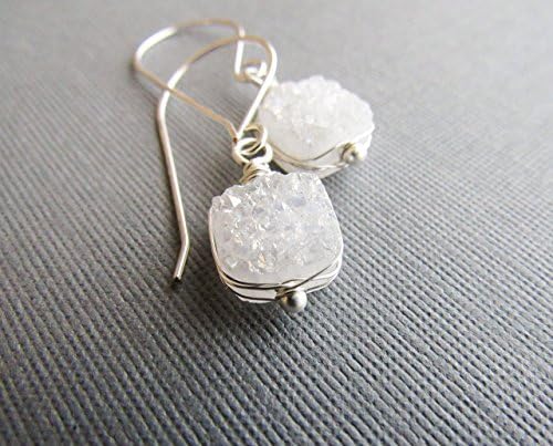 White Druzy Crystal Quartz Earrings