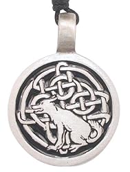 Celtic Fox Fern Pewter Pendant Necklace
