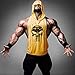 Panegy Men's Gym Hoodie Tank Top Sleeveless Skull Print Sport Fitness Tee - Yellow XL