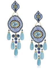 Miguel Ases Lapis and Blue Quartz 5-Drop Earrings