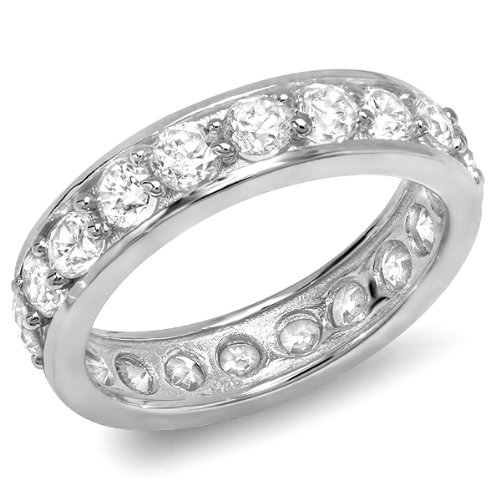 Buy 2.00 CT Sterling Silver Ladies Cubic Zirconia CZ 5mm Eternity Anniversary Band (Available in size 6, 7, 8)