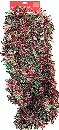 Premium Thick Holiday Decor Loop Wave Iridescent Tinsel Garland (Crazy Streamer frosted)