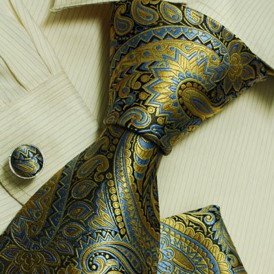 Cheap Gold Florals ties for men bronze Paisleys gift for best man formalwear neckties handkerchiefs set H6024