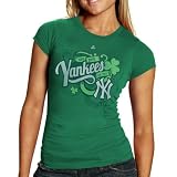 New York Yankees Women's Loving My Luck St. Patrick's Day T-Shirt By Majestic Athletic Large