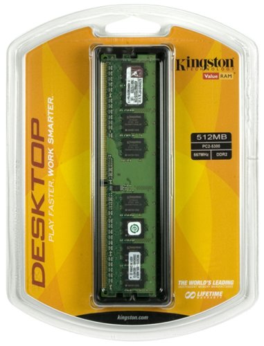 Kingston ValueRAM 512MB 667MHz DDR2 DIMM Desktop Memory KVR667D2/512R Retail