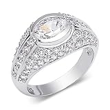 Majestic Oval Shape White Cubic Zirconia Size 8 Ring in Sterling Silver