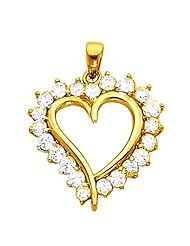 18K Yellow Gold Diamond Heart Pendant - 1.75 Ct. -- LIFETIME WARRANTY