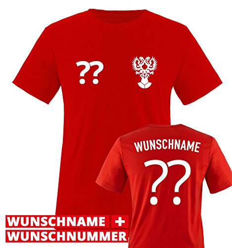 TRIKOT – RUS – WUNSCHDRUCK – Kinder T-Shirt – Rot / Weiss Gr. 152-164