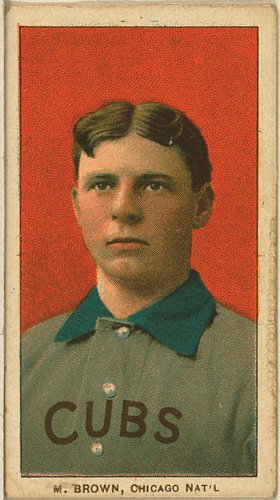 Photo Three Finger Brown, Chicago Cubs, baseball card portrait 1909