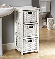 White Rattan 3 Tier Storage Unit
