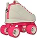 Crazy Skates Rocket Roller Skates for Girls and Boys - Available in Adjustable or Fixed Sizes - Great Beginner Kids Quad Skates - White/Pink (Size: Kids j12)
