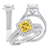 18k created 5.5mm princess cut yellow sapphire color #3 engagement ring with double-split shank 18k created 5.5mm princess cut yellow sapphire color #3 engagement ring with double-split shank