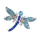 Hair Clip - H82 - Crystal Dragonfly - Med Size (1-3/4" x 1-1/4") ~ Aqua & Sapphire Blue (ap)