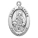 Sterling Silver Oval Medal Necklace Patron Saint St. Stephen with 20" Chain in Gift Box, Patron Saint of (patronage) casket makers, coffin makers, deacons, headaches, horses, masons, stone masons.