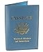 Leather Cover Passport Holder Travel Baby Blue Wallet with Logo
