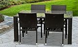 IMAGE OF Outdoor Patio Wicker Dining Table & 4 Chairs Set Espresso - All Weather & Free Shipping!
