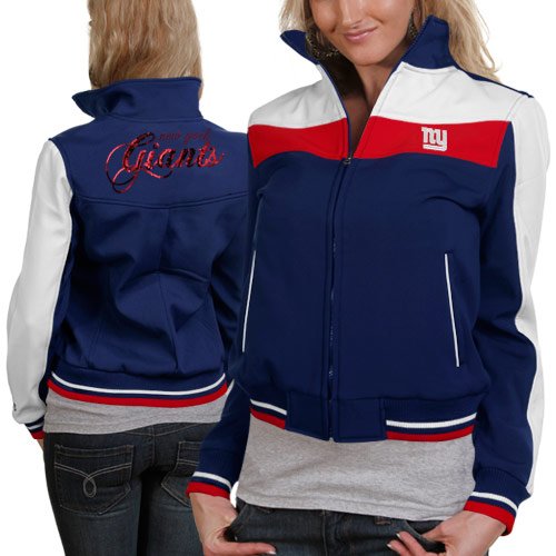 New York Giants Ladies Royal Blue Bonded Softshell Full Zip Jacket (Small)