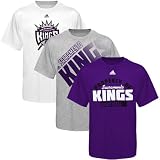NBA adidas Sacramento Kings Purple-Ash-White Triple Threat T-Shirt Combo Pack