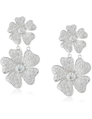 CZ by Kenneth Jay Lane Double Pansy Dangle CZ Post Earrings