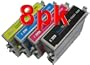 8pk refurbished Epson inkjet ink cartridges to replace (2)T0431 (2)T0442 (2)T0443 (2)T0444 with USA made pigment ink fits Stylus CX3600 Stylus CX3650 Stylus CX4600 Stylus CX6400 Stylus CX6600 Stylus C64 Stylus C66 Stylus C84 Stylus C86 Stylus CX4600.