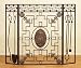 3-Panel Gothic Style Metal FIREPLACE SCREEN with a display of Fireplace Tools