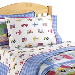 Olive Kids Trains, Planes,  Trucks Twin Sheet Set