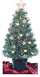 BEAUTIFUL CHRISTMAS TREE OF 32" IN GREEN FIBRE OPTIC WITH STARS AND BAUBLES