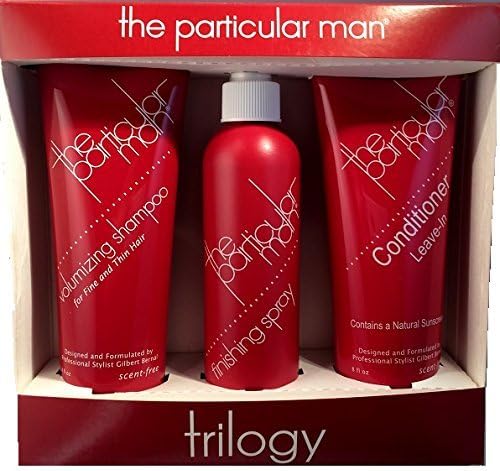 The Particular Man Trilogy Gift Pack Volumizing Shampoo, Finishing Spray and Conditioner (Unscented) for Men, 8 Ounce Each, 24 Ounce Total by The Particular Man