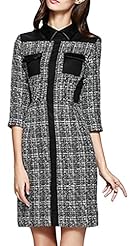 Cotton/Leather/Polyester/Wool Midi Dress 