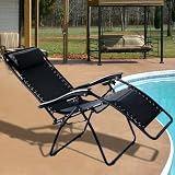Buy New Case of (2) Black Zero Gravity Chairs Recliner Lounge Patio Chairs Folding by Sky Enterprise USA