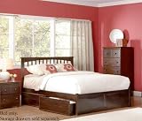 King Size Platform Bed with Flat Panel Footboard Antique Walnut Finish
