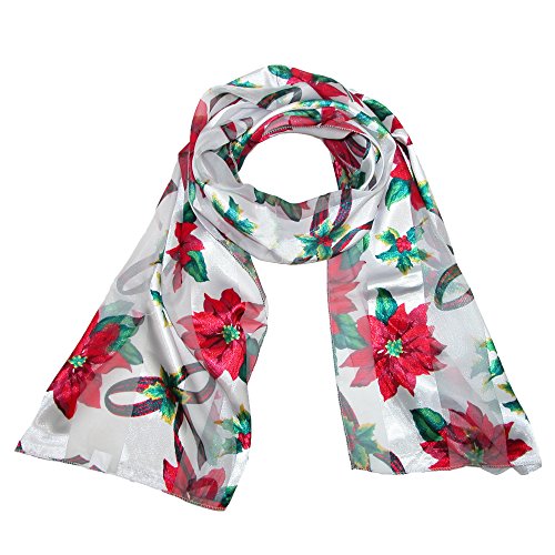 CTM Women's Christmas Poinsettia Holiday Scarf