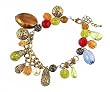 Bracelet - B172 - Assorted Beads - Charm Style ~ Antique Gold Tone