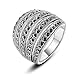Mytys Classic Black Dome Marcasite Crystal Rings