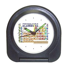 Travel Alarm Clock of Chemistry Periodic Table of Elements with Graphic Representations of Elements...