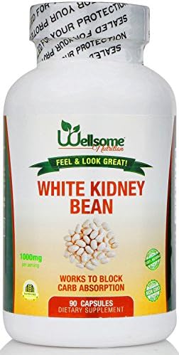 1000mg All Natural White Kidney Bean, Carb Blocker, Weight Loss -90 Count- By Wellsome Nutrition