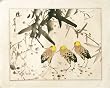 Chinese Sumi-e Brush Painting Art, Watercolor on Paper - Three Birds