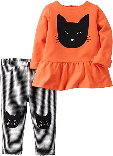 Carters Baby Girls 2-Piece Halloween French Terry Cat Tunic & Legging Set
