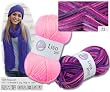 Lisa Strickgarn Schulgarn Strick-Wolle Bastelgarn 100 % Acryl - Lila Pink Blau Meliert_72